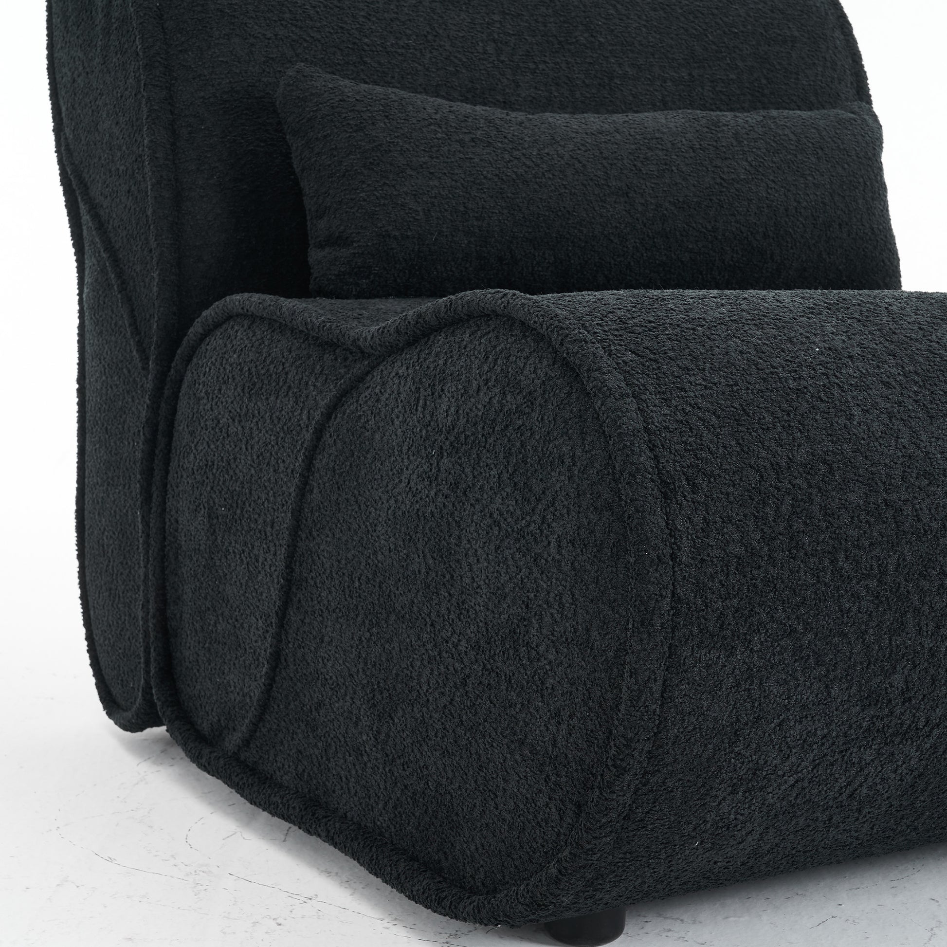 Soft Pellet Velvet Recliner Comfortable Lounge Chair With Waist Pack Padding, Modern Design, Ideal For Living Room, Bedroom Or Office Black Matte Black Fabric
