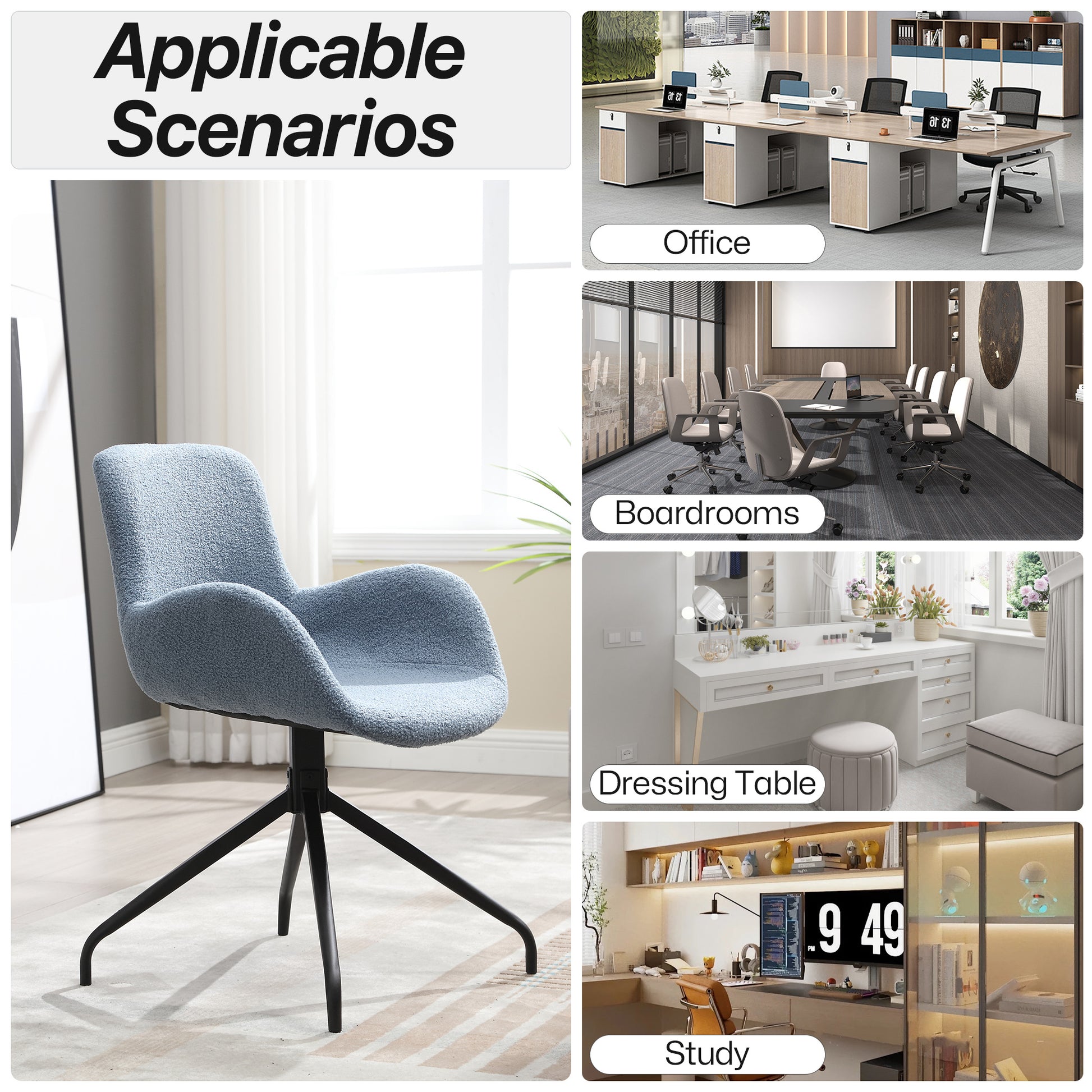 Ts Teddy Velvet Upholstered Chair With Metal Legs,Modern Accent Without Wheels, Home Office Chair Desk Chair Computer Task Chair With 360 Degree Rotating For Office Bedroom Living Room,Navy Blue Navy Blue Teddy