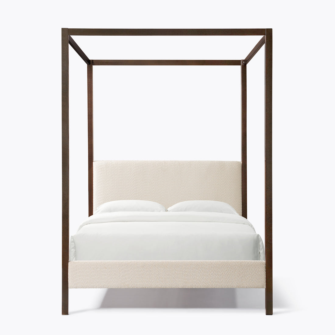 Pelican Canopy Platform Bed Pearl White Queen Box Spring Not Required Queen Cream White Wood Canopy Boucle Metal & Wood