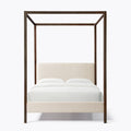 Pelican Canopy Platform Bed Pearl White Queen Box Spring Not Required Queen Cream White Wood Canopy Boucle Metal & Wood