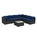 Patio Furniture Sets Dark Gray Pe Rattan Iron Waterproof Fabric