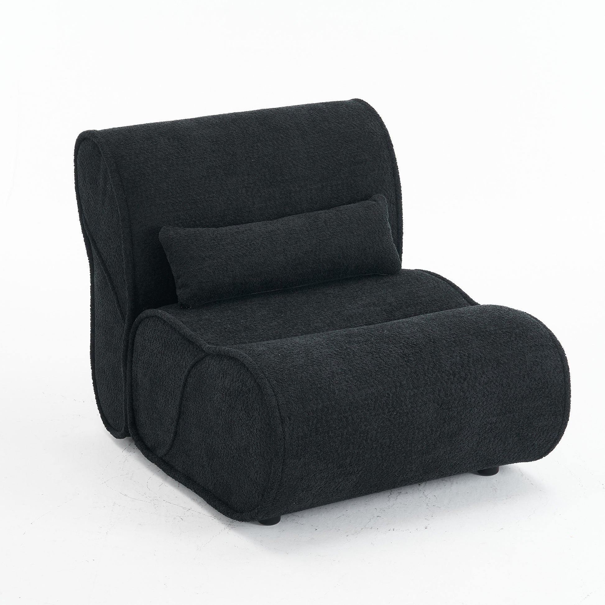 Soft Pellet Velvet Recliner Comfortable Lounge Chair With Waist Pack Padding, Modern Design, Ideal For Living Room, Bedroom Or Office Black Matte Black Fabric