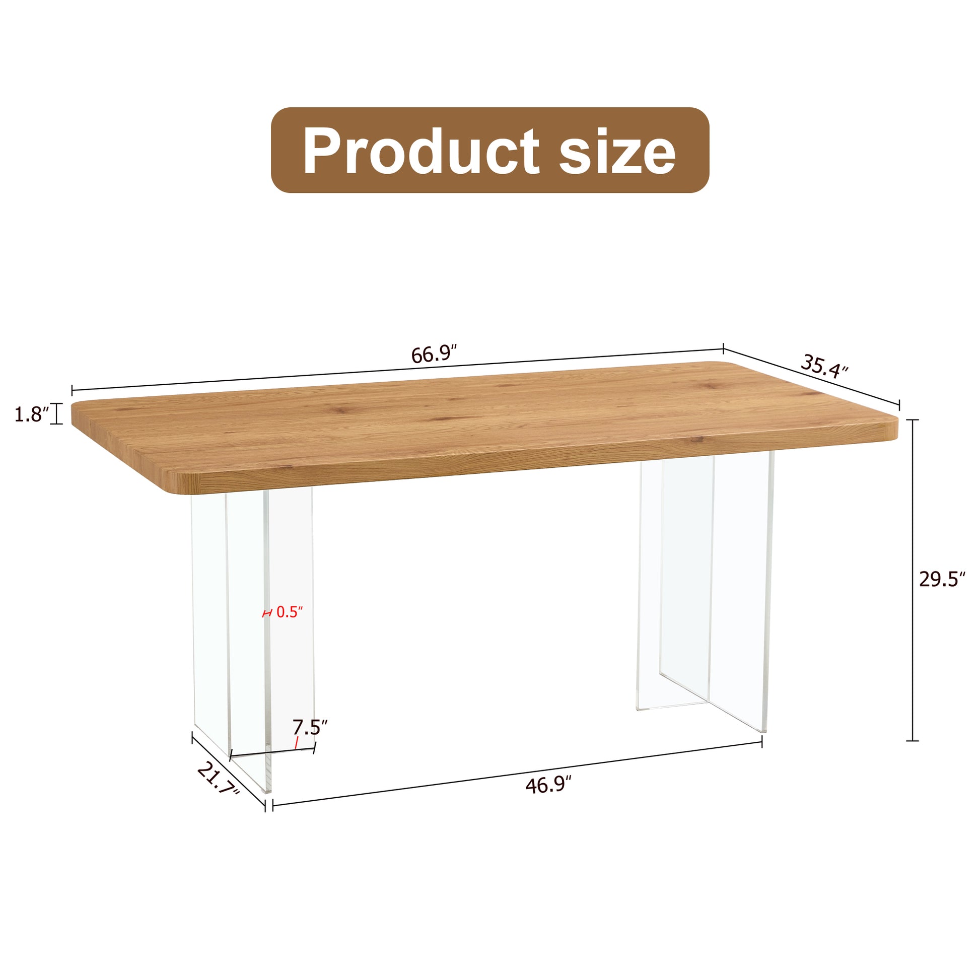 A Modern Minimalist Wooden Table With Acrylic Legs And Rectangular Tables. Computer Desk. Dining Table. Suitable For Restaurants, Living Rooms, And Kitchens. F 1298 Wood Mdf