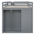 Full Size Wood Loft Bed With Built In Wardrobes, Cabinets And Drawers, Gray Gray Solid Wood Mdf