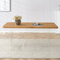 A Modern Minimalist Wooden Table With Acrylic Legs And Rectangular Tables. Computer Desk. Dining Table. Suitable For Restaurants, Living Rooms, And Kitchens. F 1298 Wood Mdf