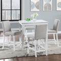 5 Piece Counter Height Table Set, Wooden Kitchen Table Set With Square Table And 4 Upholstered Chairs, Counter Height Dining Table With Crystal Decoration And Chair Set For Kitchen, Dining Room,White Beige White Seats 4 Dining Room 4 Leg Square Dining