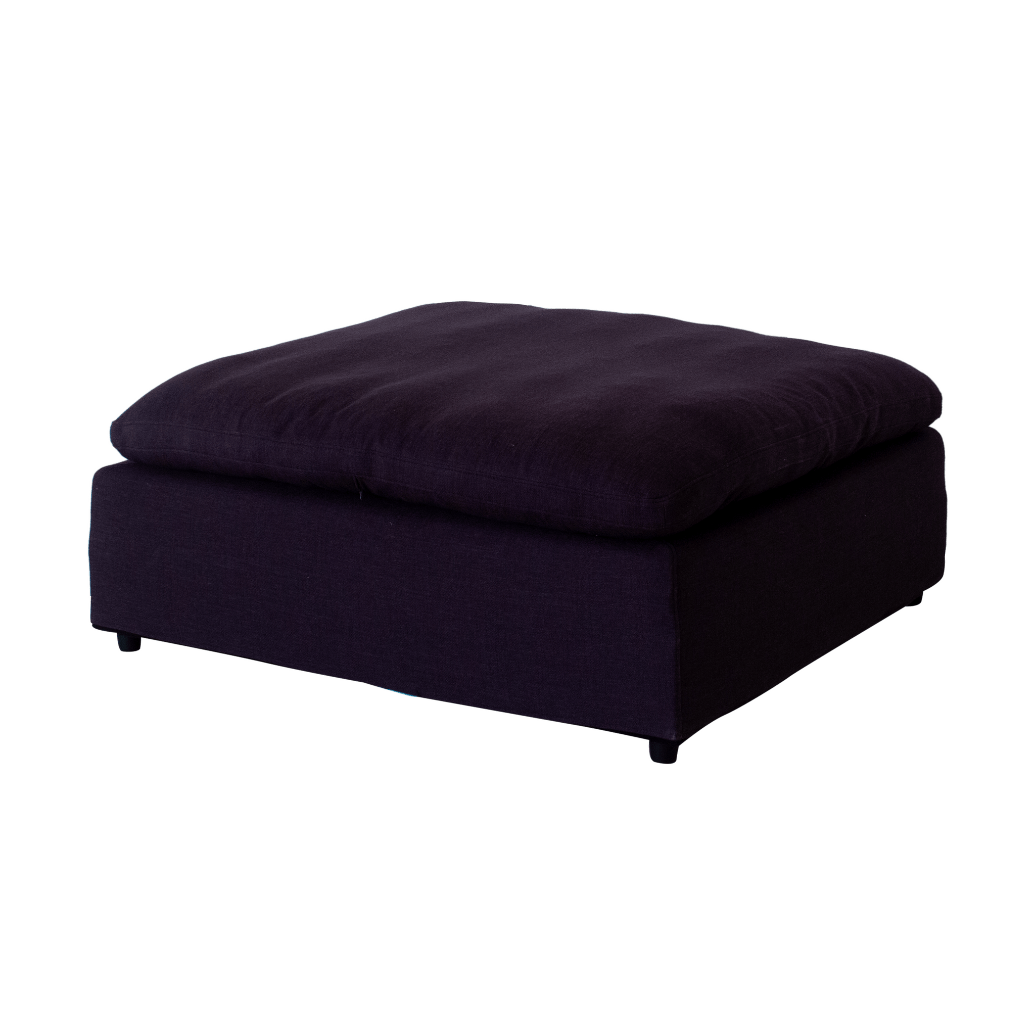 Modern 17" Luxe Size Ottoman, Premium Fabric Upholstered 1 Pc Living Room Cube Ottoman With Plush Seat Cushion, Navy Wood Primary Living Space Solid Blue Navy Linen Linen Or Linen Blend Medium Soft Backless Contemporary Cube Armless Polyester Wood Fabric