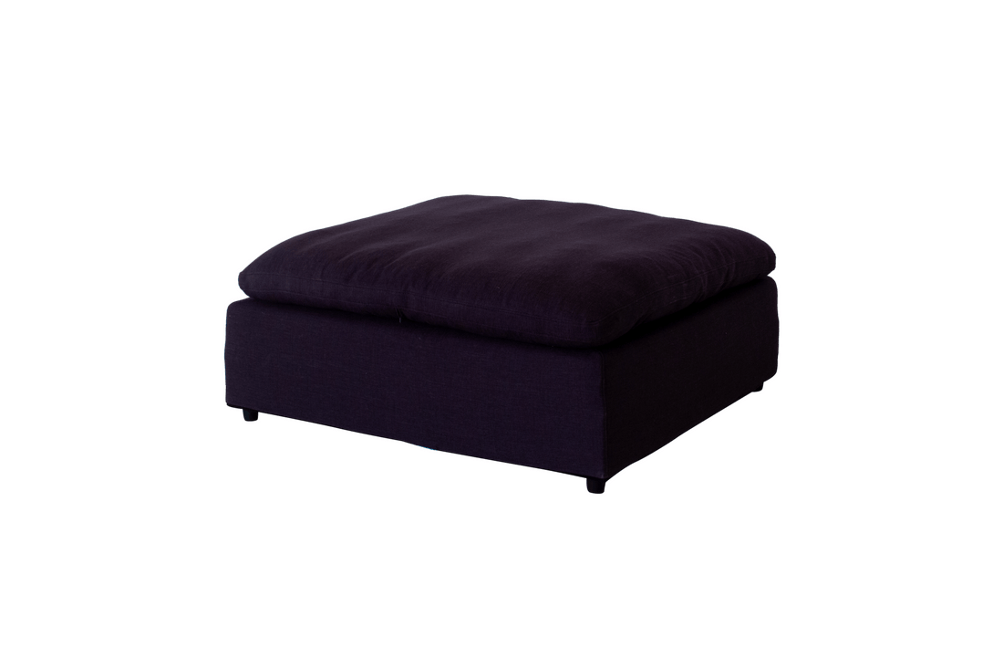 Modern 17" Luxe Size Ottoman, Premium Fabric Upholstered 1 Pc Living Room Cube Ottoman With Plush Seat Cushion, Navy Wood Primary Living Space Solid Blue Navy Linen Linen Or Linen Blend Medium Soft Backless Contemporary Cube Armless Polyester Wood Fabric