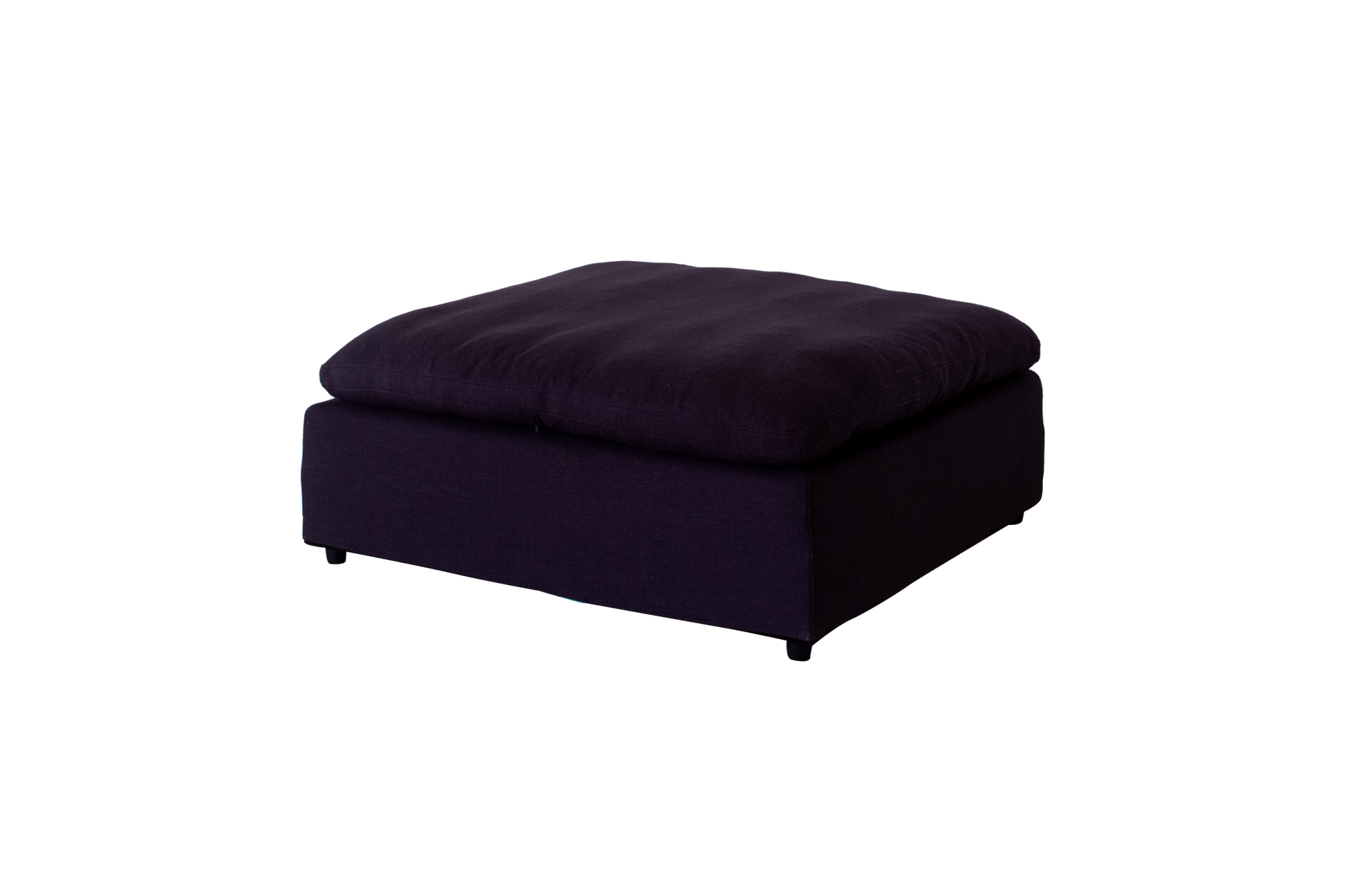 Modern 17" Luxe Size Ottoman, Premium Fabric Upholstered 1 Pc Living Room Cube Ottoman With Plush Seat Cushion, Navy Wood Primary Living Space Solid Blue Navy Linen Linen Or Linen Blend Medium Soft Backless Contemporary Cube Armless Polyester Wood Fabric