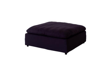 Modern 17" Luxe Size Ottoman, Premium Fabric Upholstered 1 Pc Living Room Cube Ottoman With Plush Seat Cushion, Navy Wood Primary Living Space Solid Blue Navy Linen Linen Or Linen Blend Medium Soft Backless Contemporary Cube Armless Polyester Wood Fabric
