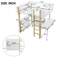 Full Size Wood Loft Bed With Built In Storage Cabinet And Cubes, Foldable Desk, White White Solid Wood Mdf