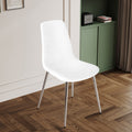 Fabric Dining Chairs Set Of 4, Upholstered Armless Accent Chairs, Classical Appearance And Metal Legs White Fabric