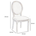 24 Inch Distressed Wood Dining Chair, Beige Fabric,Set Of 2, Natural Brown Beige Brown Wood Fabric