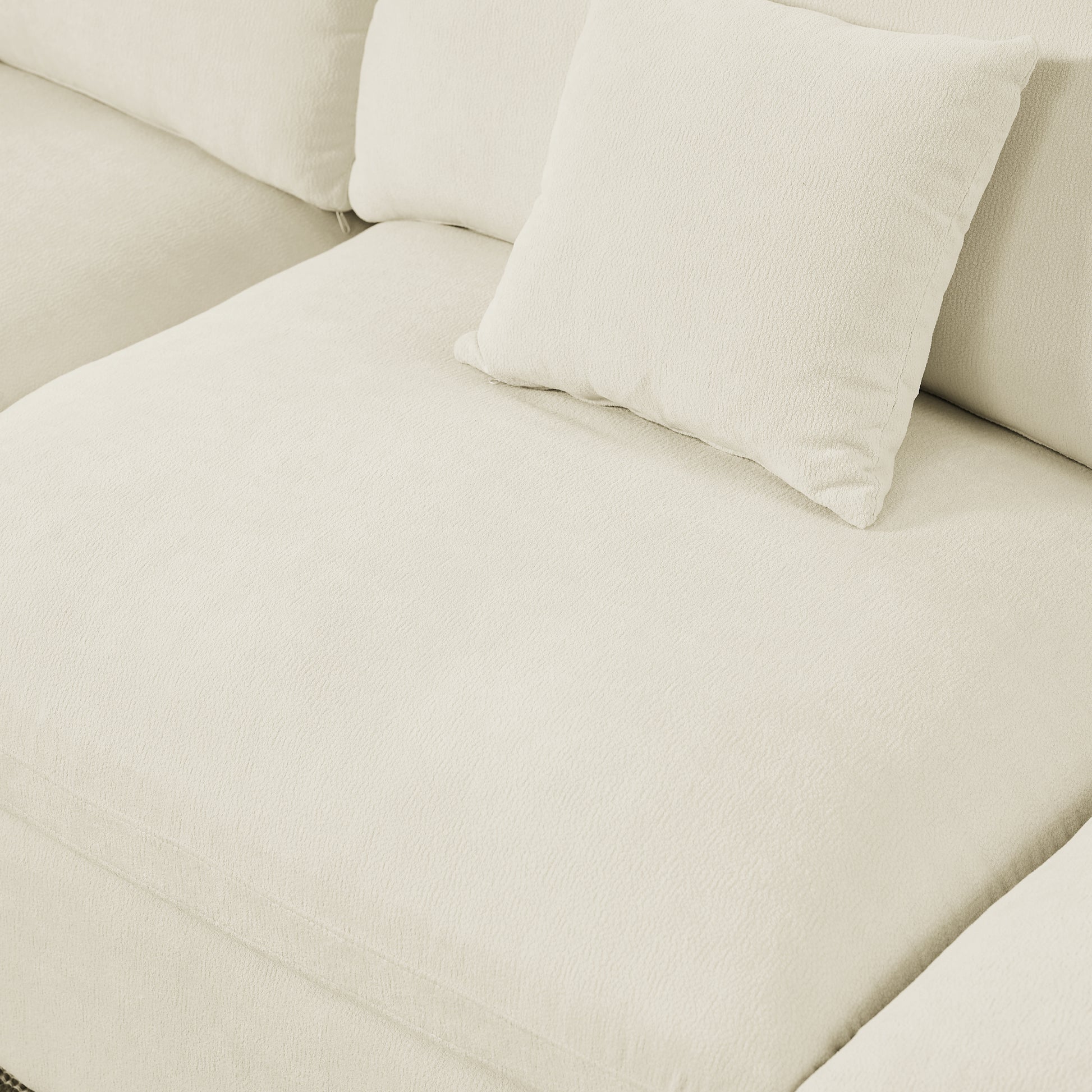 6 Seats Modular L Shaped Sectional Sofa With Ottoman,10 Pillows, Oversized Upholstered Couch W Removabled Down Filled Seat Cushion For Living Room, Chenille Beige Beige Chenille Wood Primary Living Space Soft Pillow Back Eucalyptus Square Arms Foam