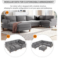 Modular Sectional Sofa With Ottoman L Shaped Corner Sectional For Living Room, Office, Spacious Space Same Sku: Wy000336Aae Gray Polyester Wood Primary Living Space Polyester 6 Seat