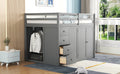 Full Size Wood Loft Bed With Built In Wardrobes, Cabinets And Drawers, Gray Gray Solid Wood Mdf