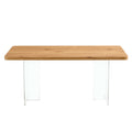 A Modern Minimalist Wooden Table With Acrylic Legs And Rectangular Tables. Computer Desk. Dining Table. Suitable For Restaurants, Living Rooms, And Kitchens. F 1298 Wood Mdf