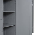 Full Size Wood Loft Bed With Built In Wardrobes, Cabinets And Drawers, Gray Gray Solid Wood Mdf