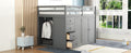 Full Size Wood Loft Bed With Built In Wardrobes, Cabinets And Drawers, Gray Gray Solid Wood Mdf