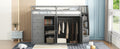 Full Size Wood Loft Bed With Built In Wardrobes, Cabinets And Drawers, Gray Gray Solid Wood Mdf