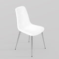 Fabric Dining Chairs Set Of 4, Upholstered Armless Accent Chairs, Classical Appearance And Metal Legs White Fabric