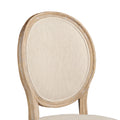 24 Inch Distressed Wood Dining Chair, Beige Fabric,Set Of 2, Natural Brown Beige Brown Wood Fabric