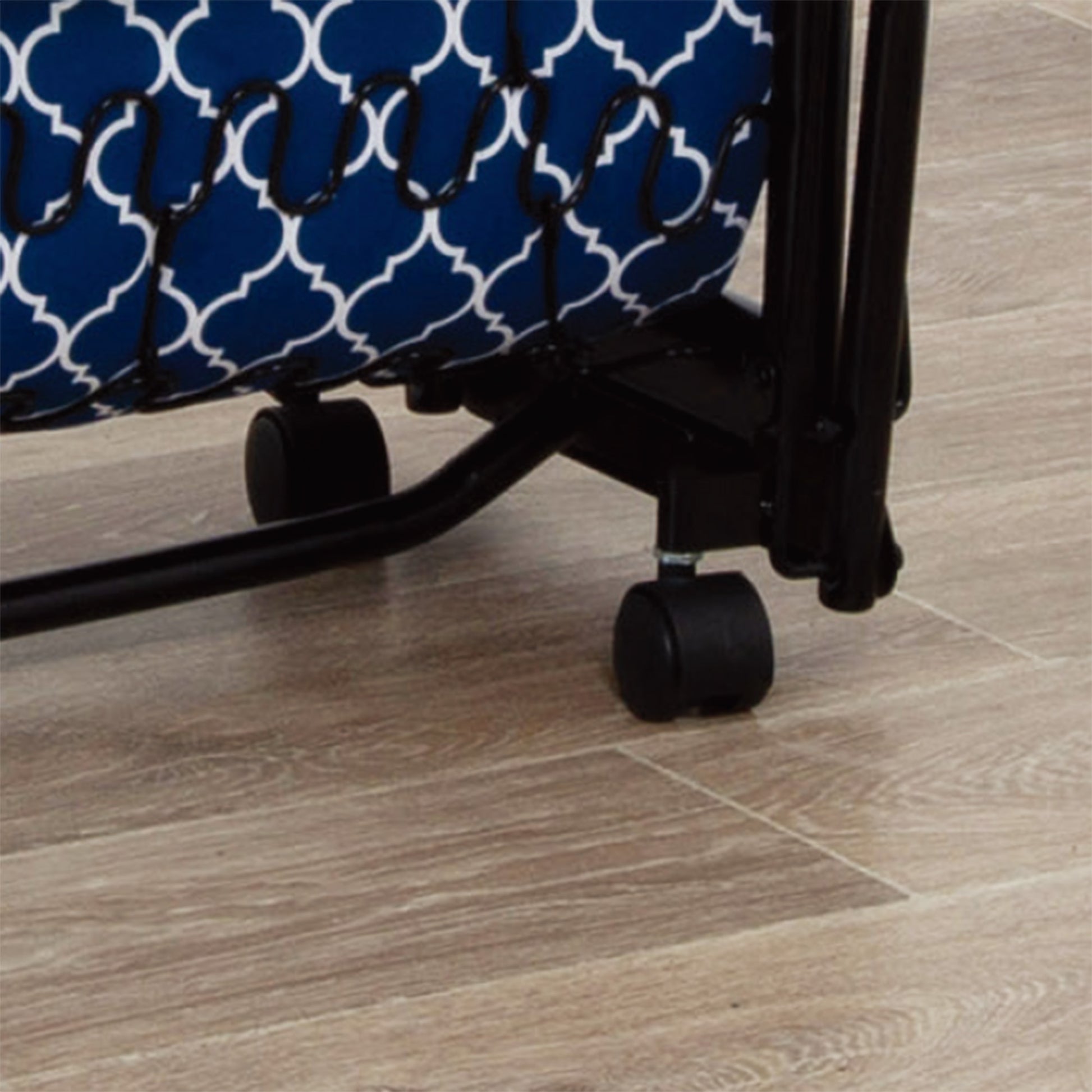 Metal Folding Bed Frame With Foam Mattress For Small Space, Easy Storage And Movable With 4 Castors Full Box Spring Not Required Black Blue Metal Bedroom Minimalist,Modern Bed Frame Foam Cotton Foam