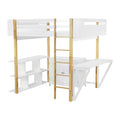 Full Size Wood Loft Bed With Built In Storage Cabinet And Cubes, Foldable Desk, White White Solid Wood Mdf
