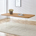 A Modern Minimalist Wooden Table With Acrylic Legs And Rectangular Tables. Computer Desk. Dining Table. Suitable For Restaurants, Living Rooms, And Kitchens. F 1298 Wood Mdf