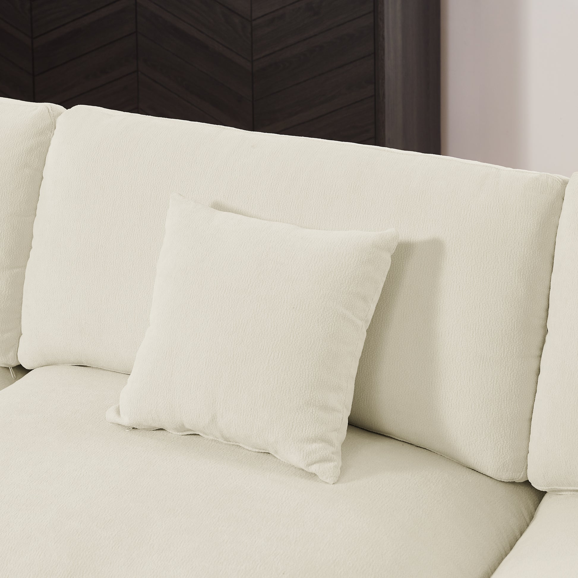 6 Seats Modular L Shaped Sectional Sofa With Ottoman,10 Pillows, Oversized Upholstered Couch W Removabled Down Filled Seat Cushion For Living Room, Chenille Beige Beige Chenille Wood Primary Living Space Soft Pillow Back Eucalyptus Square Arms Foam