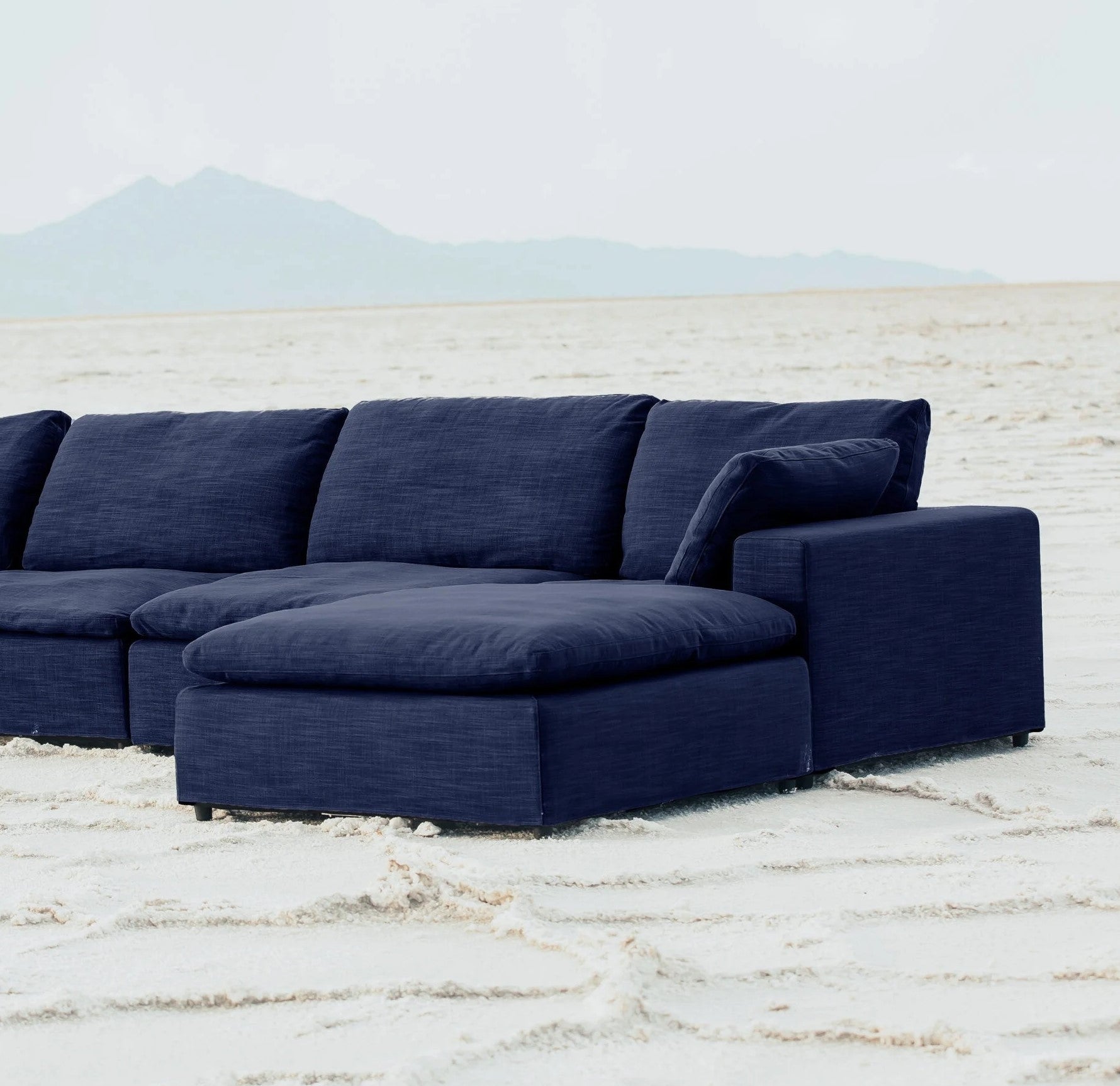 Modern 17" Luxe Size Ottoman, Premium Fabric Upholstered 1 Pc Living Room Cube Ottoman With Plush Seat Cushion, Navy Wood Primary Living Space Solid Blue Navy Linen Linen Or Linen Blend Medium Soft Backless Contemporary Cube Armless Polyester Wood Fabric