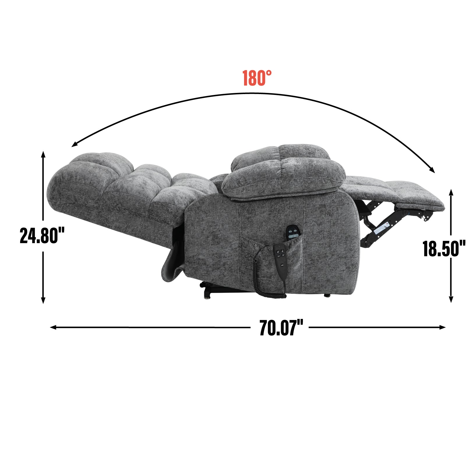 Lift Recliner Chair Heat Massage Dual Motor Infinite Position Up To 350 Lbs Large Electric Power Lift Recliners With Power Remote, Medium Firm And Heavy Duty, Grey White Metal Primary Living Space