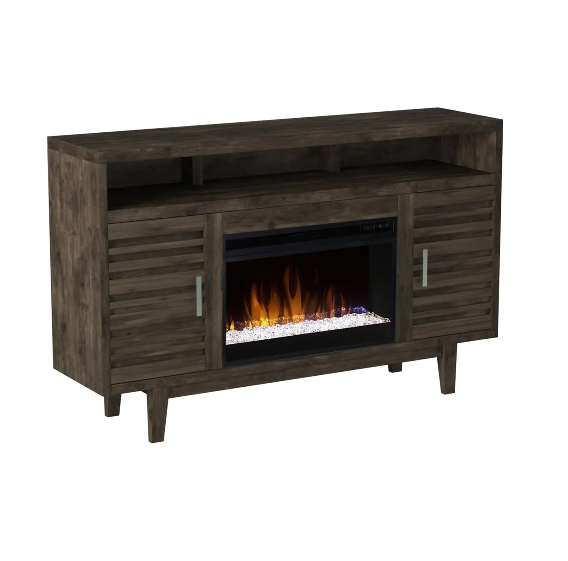Avondale 61 Inch Electric Fireplace Tv Console For Tvs Up To 70 Inches, Minimal Assembly, Charcoal Brown Finish Electric Gray Primary Living Space Alder Yes Insert Electric Up To 40 No Grey 400 Vent Free Contemporary,Modern,Transitional Wood