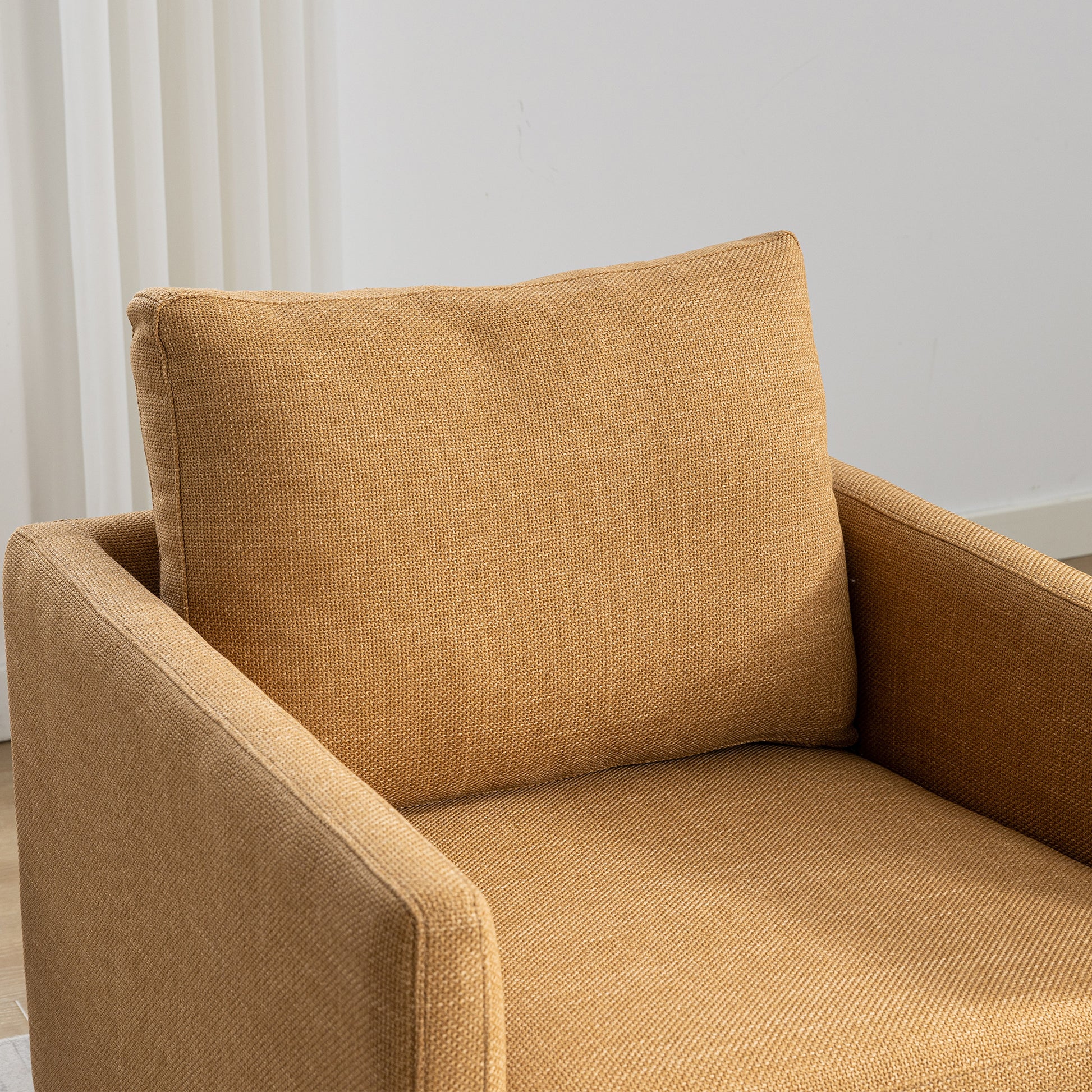 Mid Century Modern Swivel Accent Chair Armchair For Living Room, Bedroom, Guest Room, Office, Mustard Yellow 1 Mustard Yellow Linen