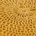 Bordeaux Knitted Cotton Round Pouf, Yellow Yellow Cotton