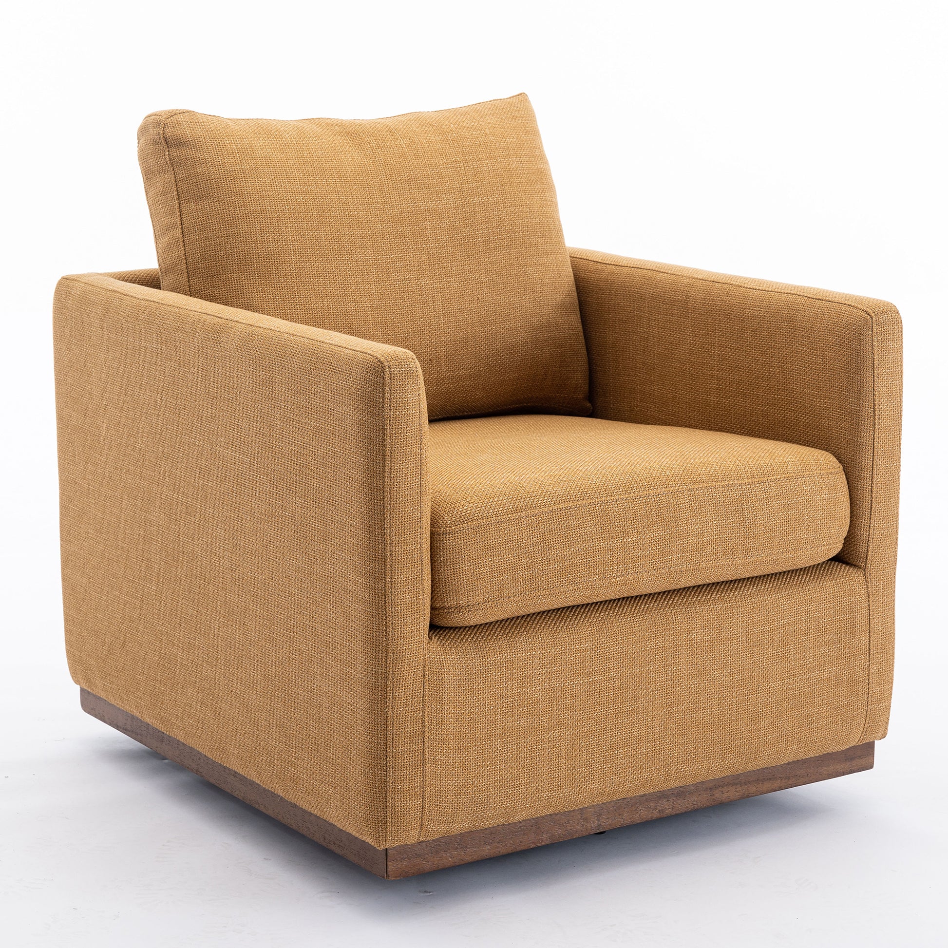 Mid Century Modern Swivel Accent Chair Armchair For Living Room, Bedroom, Guest Room, Office, Mustard Yellow 1 Mustard Yellow Linen