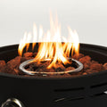15 Inch Outdoor Portable Propane Fire Pit, Camping Fire Pit With Cooking Support Tabletop Fire Pit With Quick Connect Regulator Black Steel