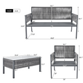K&K 4 Piece Rope Patio Furniture Set, Outdoor Furniture With Tempered Glass Table, Patio Conversation Set Deep Seating With Thick Cushion For Backyard Porch Balcony Grey Yes Complete Patio Set Grey Weather Resistant Frame Fade Resistant Cushion Garden &
