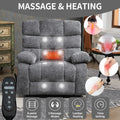 Lift Recliner Chair Heat Massage Dual Motor Infinite Position Up To 350 Lbs Large Electric Power Lift Recliners With Power Remote, Medium Firm And Heavy Duty, Grey White Metal Primary Living Space