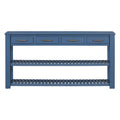 Stylish Entryway Console Table With 4 Drawers And 2 Shelves, Suitable For Entryways, Living Rooms. Navy Blue Mdf