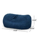 Marlin 6.5 Foot Suede Cylindrical Bean Bag, Midnight Blue Blue Solid Microfiber