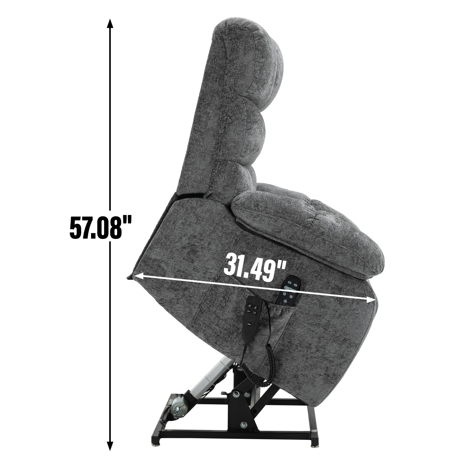 Lift Recliner Chair Heat Massage Dual Motor Infinite Position Up To 350 Lbs Large Electric Power Lift Recliners With Power Remote, Medium Firm And Heavy Duty, Grey White Metal Primary Living Space