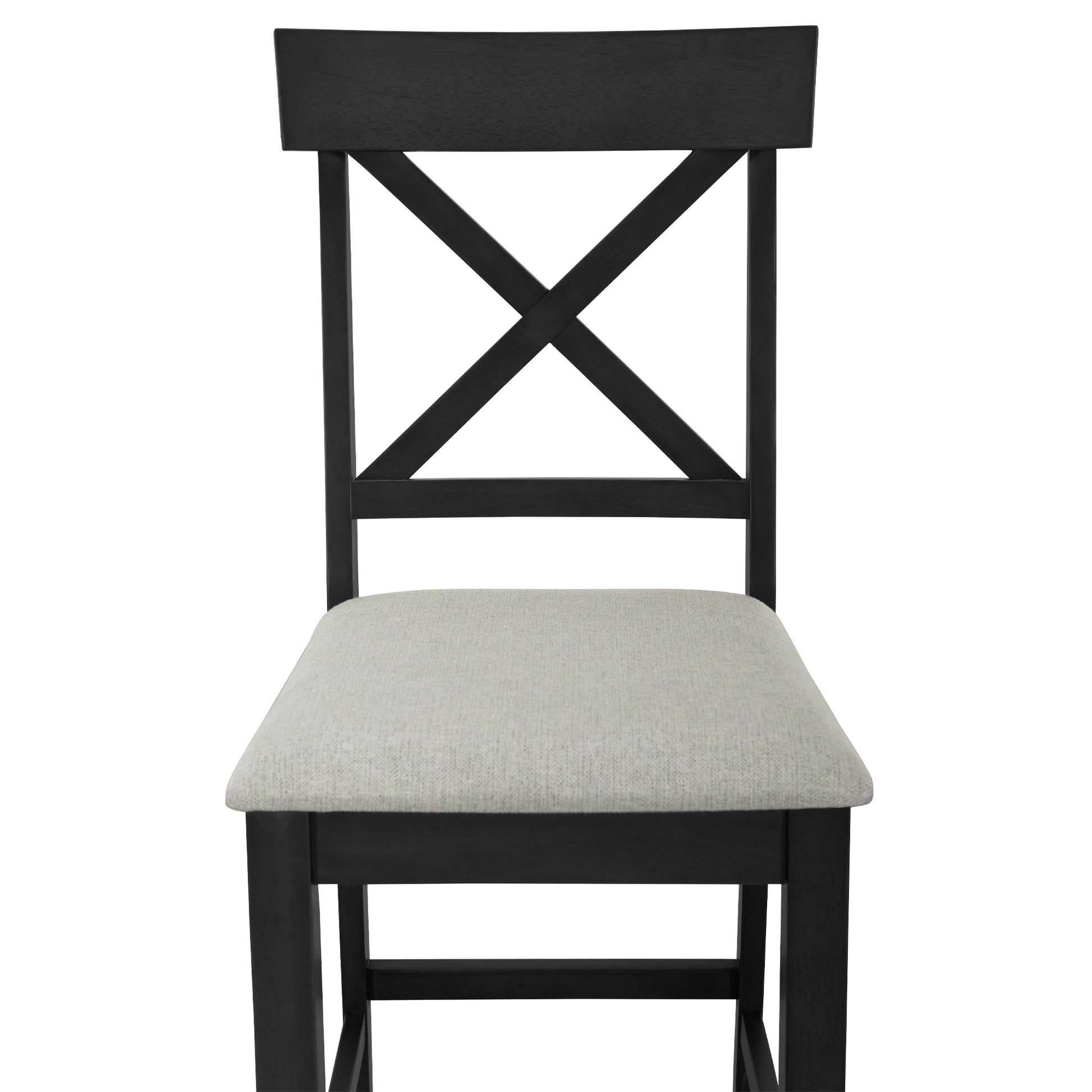 60"Lx30"W Solid Wood Farmhouse Counter Height Dining Table Set With 3 Tier Storage Shelves, Upholstered Dining Chairs For 4, 5 Piece, Gray Wood Dining Room Solid Wood Rubberwood Rectangular Dining Table With Chair Wood Wood Gray Seats 4 Farmhouse 4 Leg