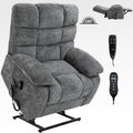 Lift Recliner Chair Heat Massage Dual Motor Infinite Position Up To 350 Lbs Large Electric Power Lift Recliners With Power Remote, Medium Firm And Heavy Duty, Grey White Metal Primary Living Space