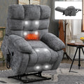 Lift Recliner Chair Heat Massage Dual Motor Infinite Position Up To 350 Lbs Large Electric Power Lift Recliners With Power Remote, Medium Firm And Heavy Duty, Grey White Metal Primary Living Space