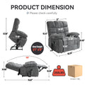Lift Recliner Chair Heat Massage Dual Motor Infinite Position Up To 350 Lbs Large Electric Power Lift Recliners With Power Remote, Medium Firm And Heavy Duty, Grey White Metal Primary Living Space