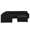 6 Seats Modular L Shaped Sectional Sofa With Ottoman,10 Pillows, Oversized Upholstered Couch W Removabled Down Filled Seat Cushion For Living Room, Chenille Black Black Chenille Wood Primary Living Space Soft Pillow Back Eucalyptus Square Arms Foam