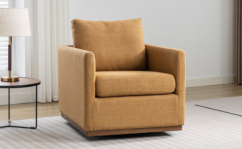 Mid Century Modern Swivel Accent Chair Armchair For Living Room, Bedroom, Guest Room, Office, Mustard Yellow 1 Mustard Yellow Linen