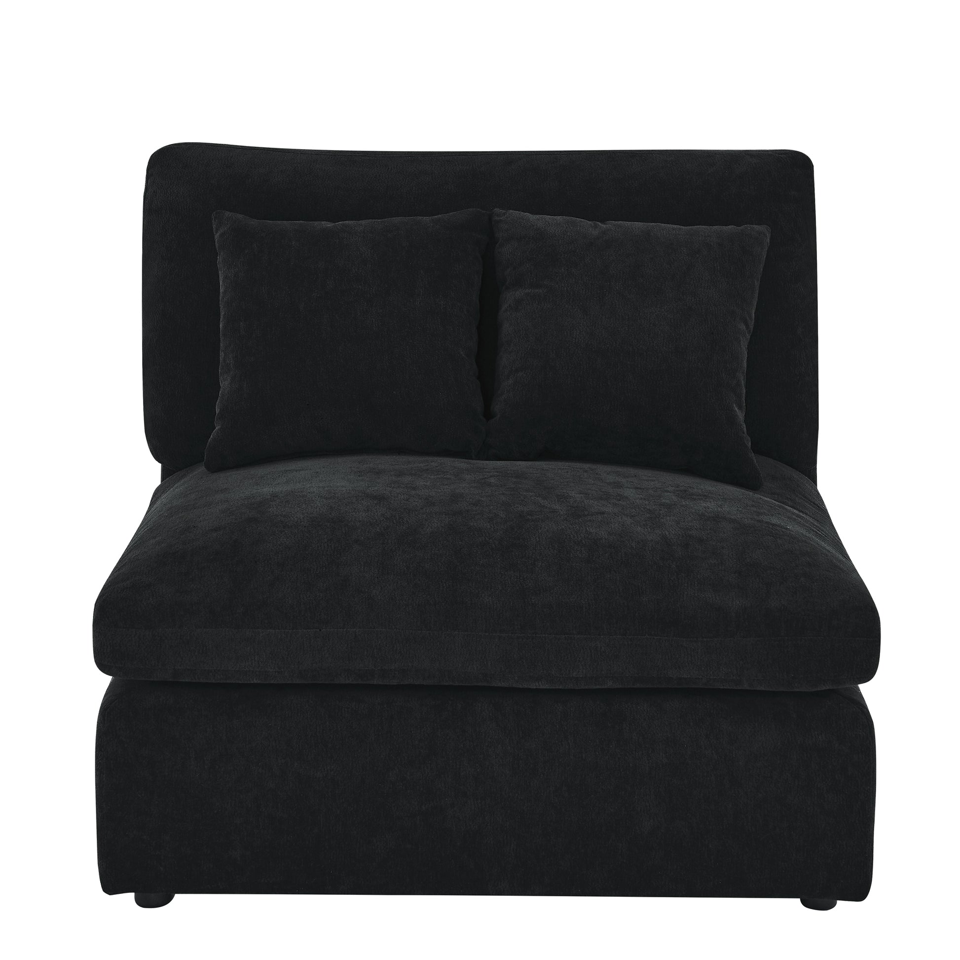 6 Seats Modular L Shaped Sectional Sofa With Ottoman,10 Pillows, Oversized Upholstered Couch W Removabled Down Filled Seat Cushion For Living Room, Chenille Black Black Chenille Wood Primary Living Space Soft Pillow Back Eucalyptus Square Arms Foam