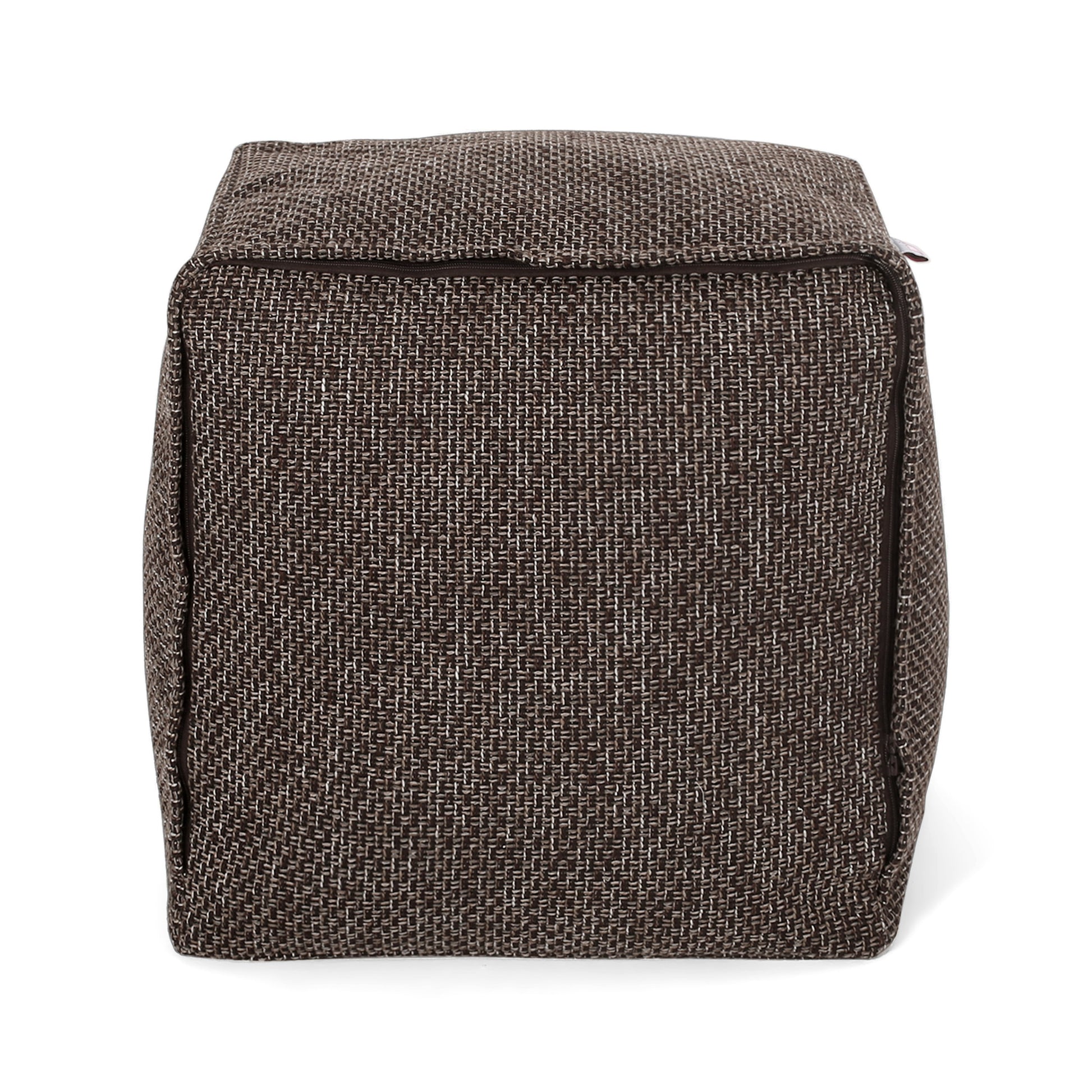 Naima Contemporary Fabric Square Pouf, Dark Brown Dark Brown Fabric